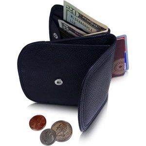 Soft Leather, Black – Front Pocket, Folding Wallet – for Men & Women